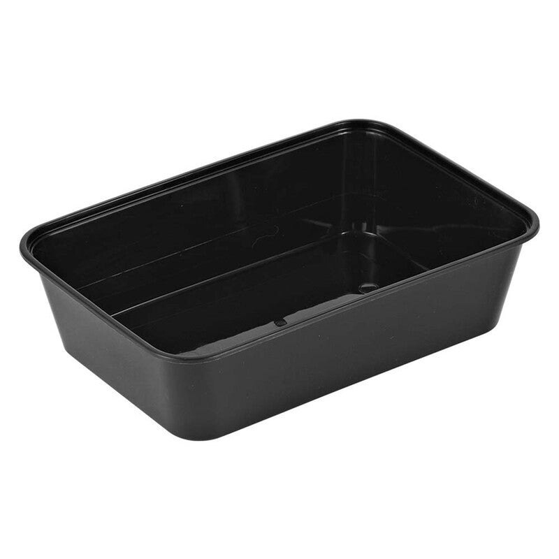 Plastbakke, 650 ml, Firkantet, 175x120x45mm, PP, sort, Til mikroovn, karton a 500 stk