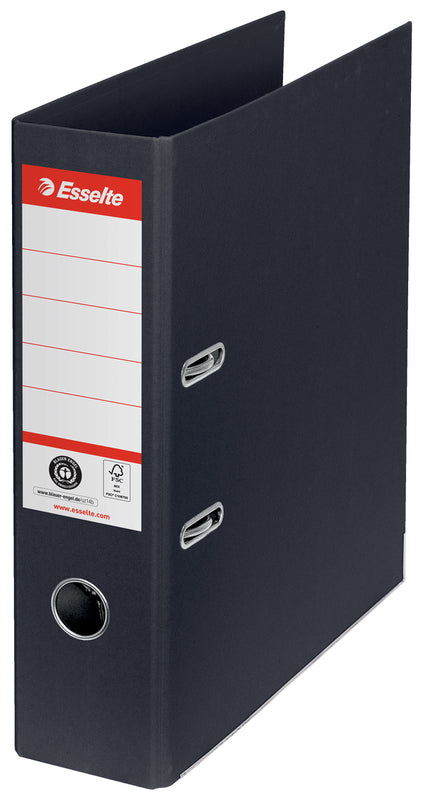 Brevordner, Esselte, sort, 75mm, 210x297mm, antal ringe: 2, FSC Mix 70%, 10 Units