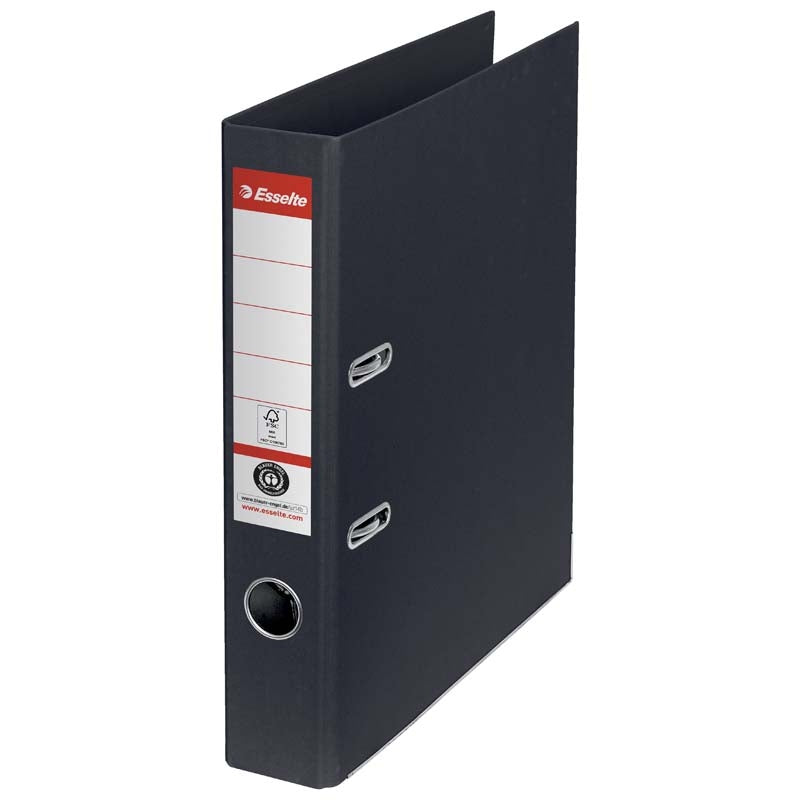Brevordner, Esselte, sort, 50mm, 210x297mm, antal ringe: 2, FSC Mix 70%, 10 Units