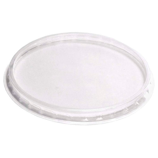 Låg t/plastbakke, Færch, 10-250, Rund, Ø 105, højde 8, PP, transparent, pakke a 100 stk, Fødevaregodkendt