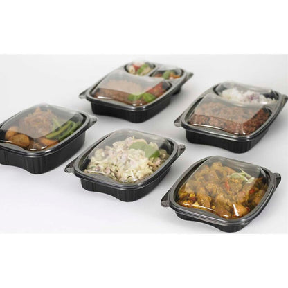 Plastbakke, Plus Pack Bistro, 1-rums, Rektangulær, 700 ml, 190x155x41mm, PP, sort, karton a 300 stk