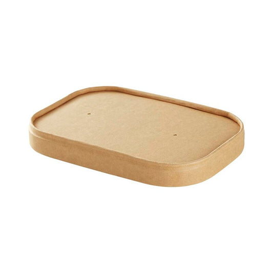 Låg t/salatbowl, 500 - 1000 ml, Firkantet, 120x172x10mm, Kraft, brun, Til mikroovn, pakke a 50 stk