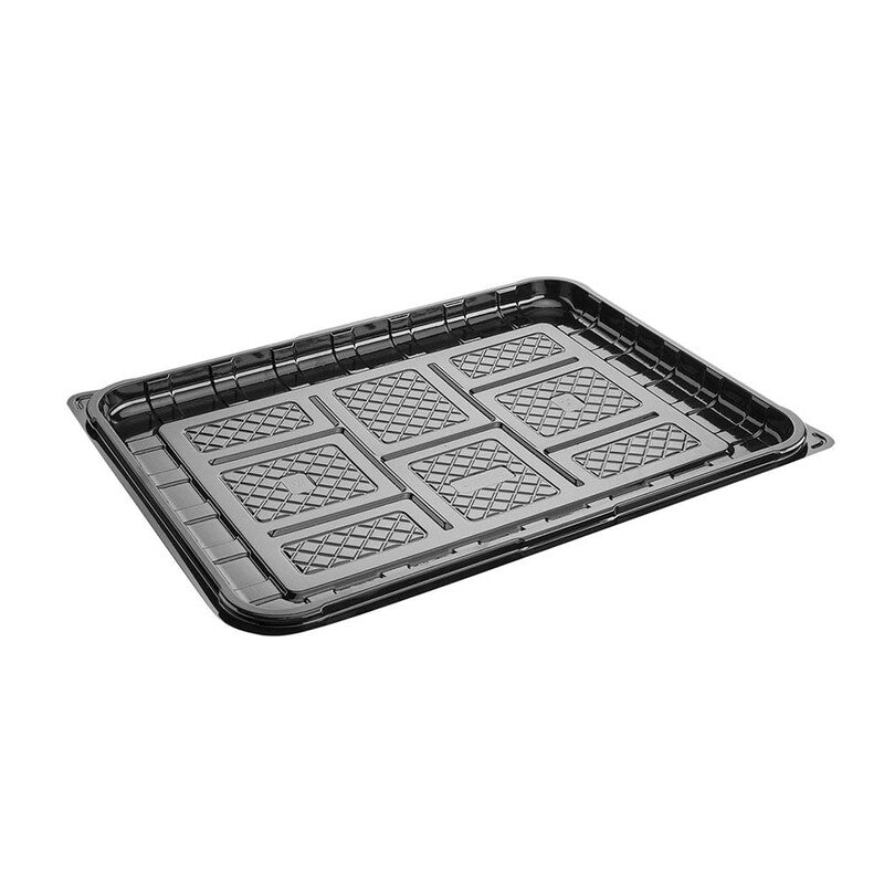 Plastbakke, Færch, K 234502-1A, 1-rums, Rektangulær, 345x267x18mm, PET, sort, Tapas/Sushi, karton a 168 stk