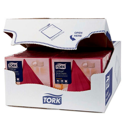 Middagsservietter, Tork, Linstyle, 1/4-fold, 1 lag, bordeaux, 390mmx390mm, 55g/m2, pakke a 50 stk, FSC Mix Credit