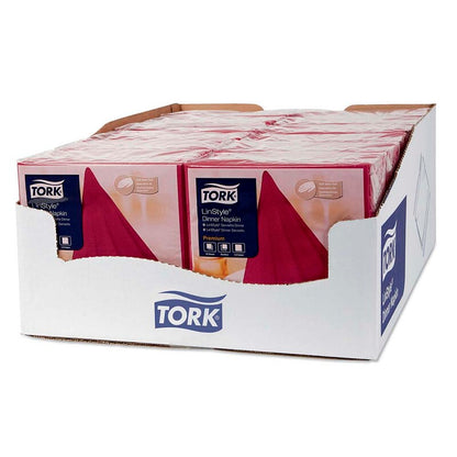 Middagsservietter, Tork, Linstyle, 1/4-fold, 1 lag, bordeaux, 390mmx390mm, 55g/m2, pakke a 50 stk, FSC Mix Credit