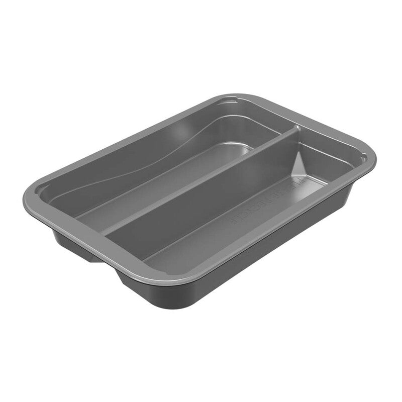 Plastbakke, Færch, C 2294-2A, 2-rums, Rektangulær, 1500 ml, 294x193x45mm, C-PET, sølv/sort, t/ovn & microovn, karton a 216 stk