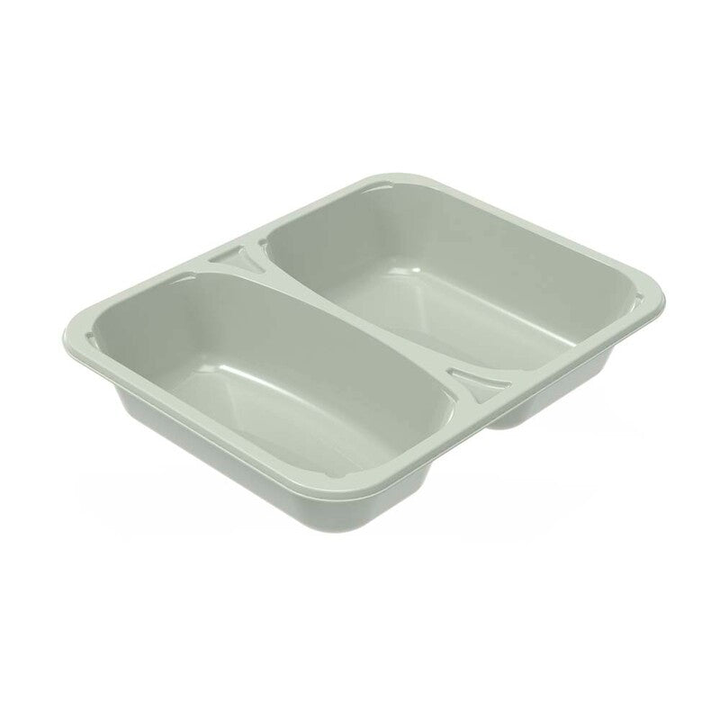Plastbakke, Færch, C 2227-2K, 2-rums, Rektangulær, 1065 ml, 227x178x43mm, C-PET, hvid, t/ovn & microovn, karton a 360 stk