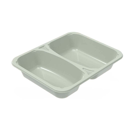 Plastbakke, Færch, C 2227-2K, 2-rums, Rektangulær, 1065 ml, 227x178x43mm, C-PET, hvid, t/ovn & microovn, karton a 360 stk