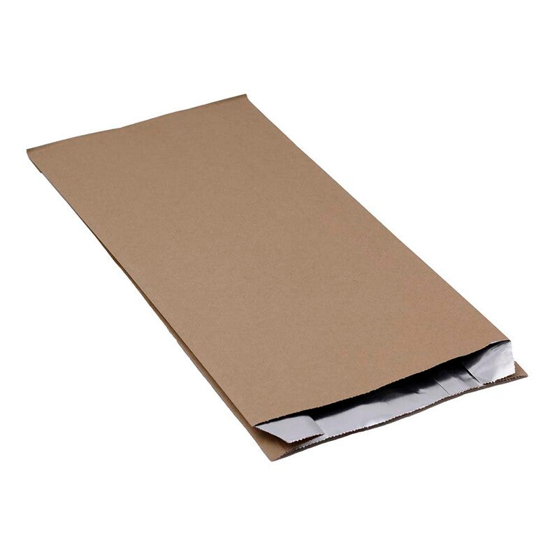 Grill pose, 65 x 160 mm, flat bag, papir/aluminium/folie/papir, brun, pakke a 250 stk, Fødevaregodkendt
