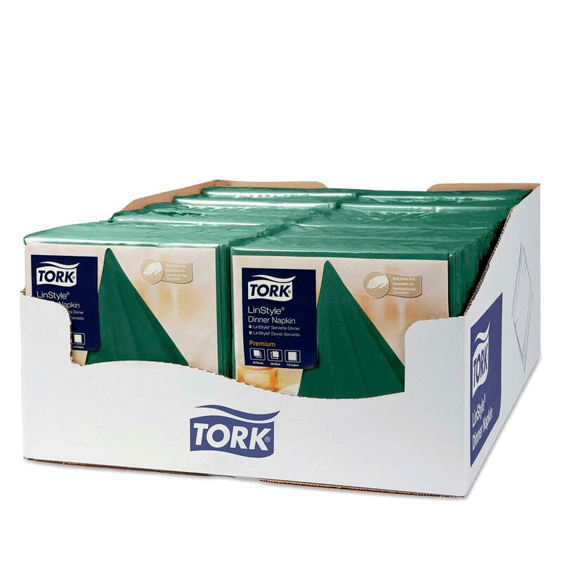 Middagsservietter, Tork, Linstyle, 1/4-fold Mountain Pine Green, 1 lag, grøn, 390mmx390mm, 55g/m2, pakke a 50 stk, FSC Mix Credit