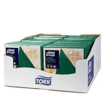Middagsservietter, Tork, Linstyle, 1/4-fold Mountain Pine Green, 1 lag, grøn, 390mmx390mm, 55g/m2, pakke a 50 stk, FSC Mix Credit