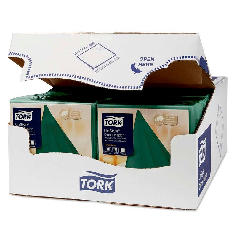 Middagsservietter, Tork, Linstyle, 1/4-fold Mountain Pine Green, 1 lag, grøn, 390mmx390mm, 55g/m2, pakke a 50 stk, FSC Mix Credit