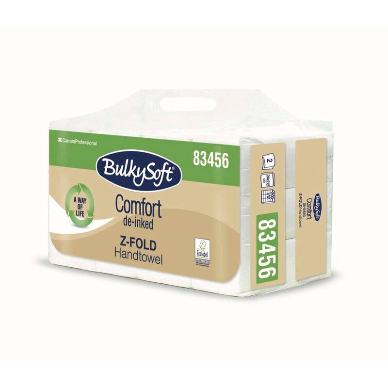 Papirhåndklæder ark, BulkySoft, Comfort, 2 lag, hvid, 205mmx240mm, karton a 2400 stk