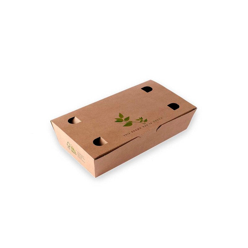 Take away box, No. 0, 120x61x37mm, Pap, brun, Foodbox with hinged Lid, pakke med 575 stk