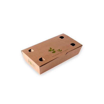 Take away box, No. 0, 120x61x37mm, Pap, brun, Foodbox with hinged Lid, pakke med 575 stk