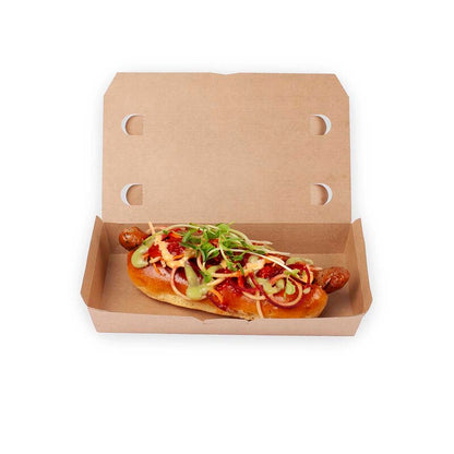 Take away box, No. 0, 120x61x37mm, Pap, brun, Foodbox with hinged Lid, pakke med 575 stk