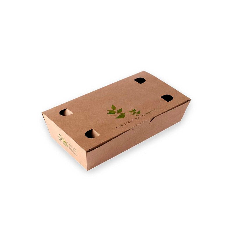Take away box, No. 1, 138x67x43mm, Pap, brun, Foodbox with hinged Lid, pakke a 500 stk