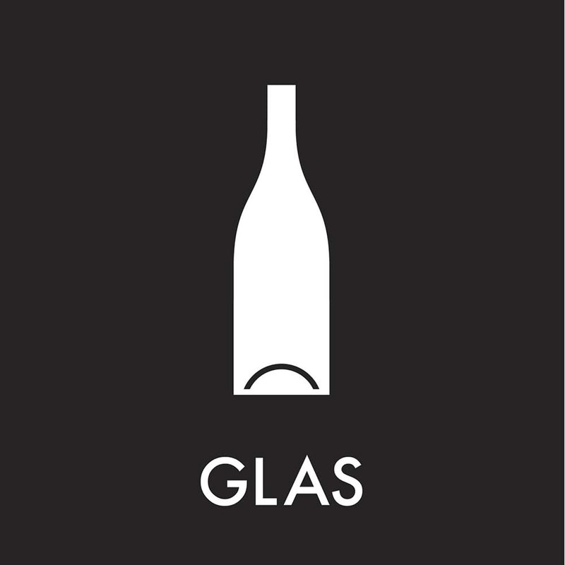 Etiket, til glas, 35x120mm, sort/hvid