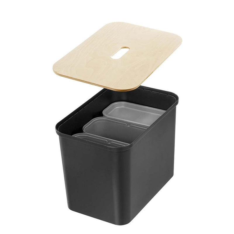 Plastkasse SmartStore, sort, Sorteringskasse med 3 spande , 380mm, x 570mm x 420mm