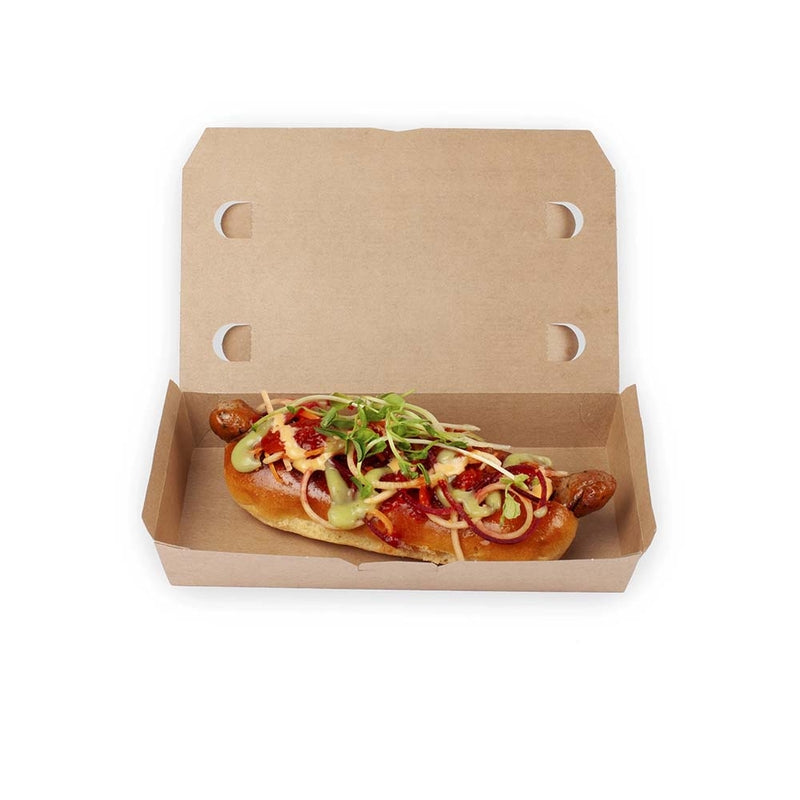 Take away box, No. 4, 200x100x50mm, Pap, brun, Foodbox with hinged Lid, pakke a 200 stk