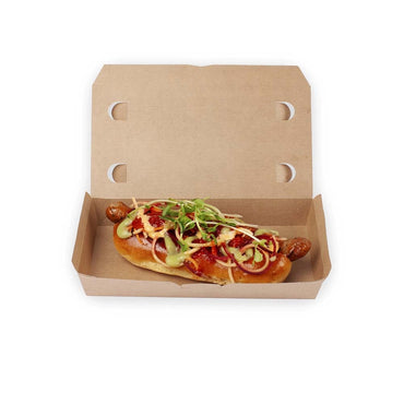 Take away box, No. 4, 200x100x50mm, Pap, brun, Foodbox with hinged Lid, pakke a 200 stk