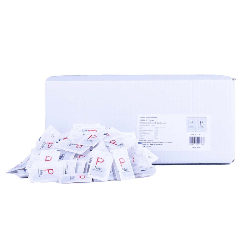 Peber, Portionsbreve 0,15gr, karton a 2000 stk