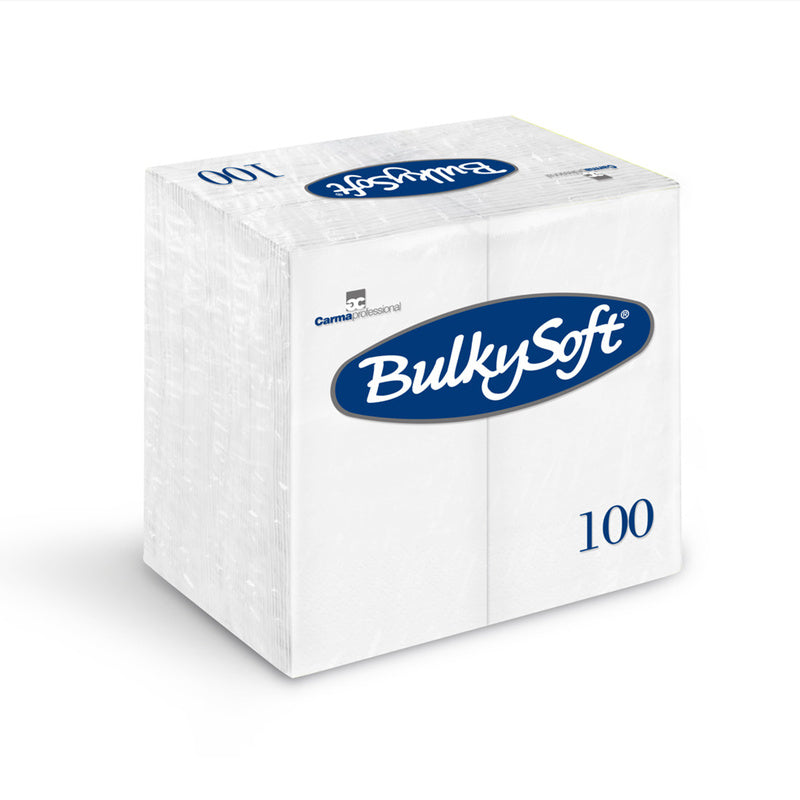 Middagsservietter, BulkySoft, 1/8-Fold, 3 lag, hvid, 400mmx400mm, pakke a 100 stk