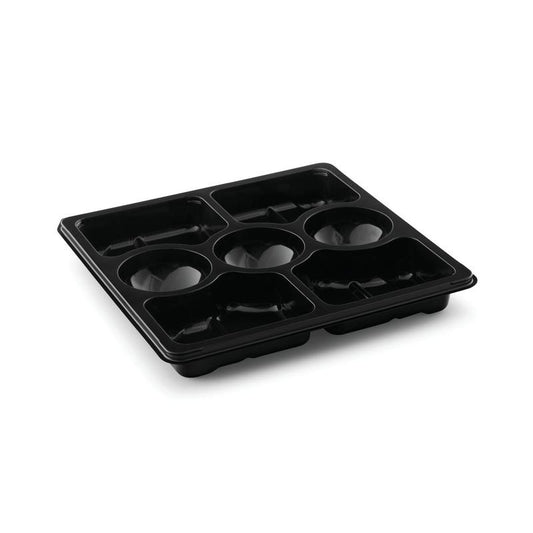 Plastbakke, Plus Pack Zen, 7-rums, Firkantet, 250x250x33mm, PET, sort, pakke a 60 stk