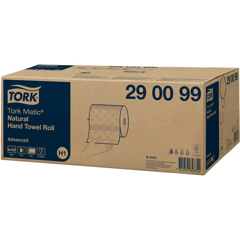 Papirhåndklæder rulle, Tork, H1, Natur, 2 lag, natur, 210mm x 150.00m, kasse a 6 ruller, FSC Mix Credit