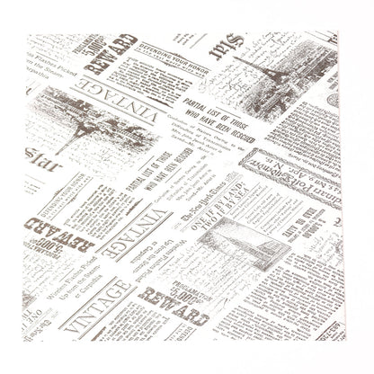Indpakningspapir Newspaper, flat bag, 45 g/m2, 330 x 400 mm, Papir + PE, hvid, personliggjort, pakke a 10 kg, palle 50 pakker, palle a 50 kartoner, Fødevaregodkendt, Fedttæt kvalitet