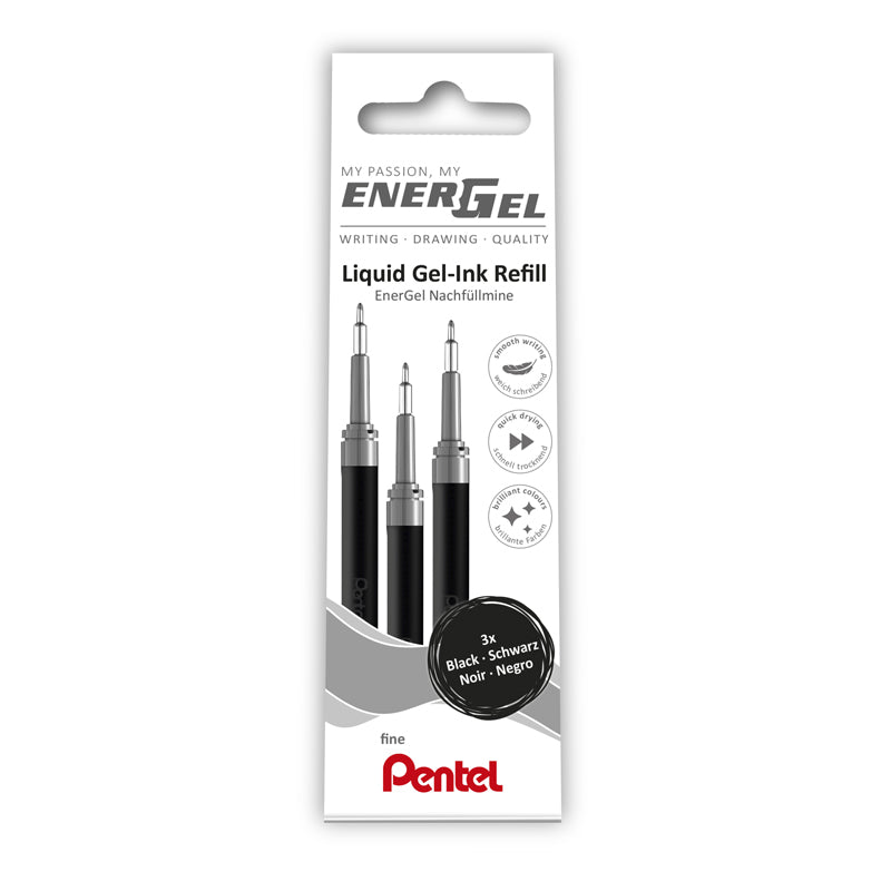 Refill, Pentel EnerGel, LRN5-3A, 0,25MM, sort, 12 Units