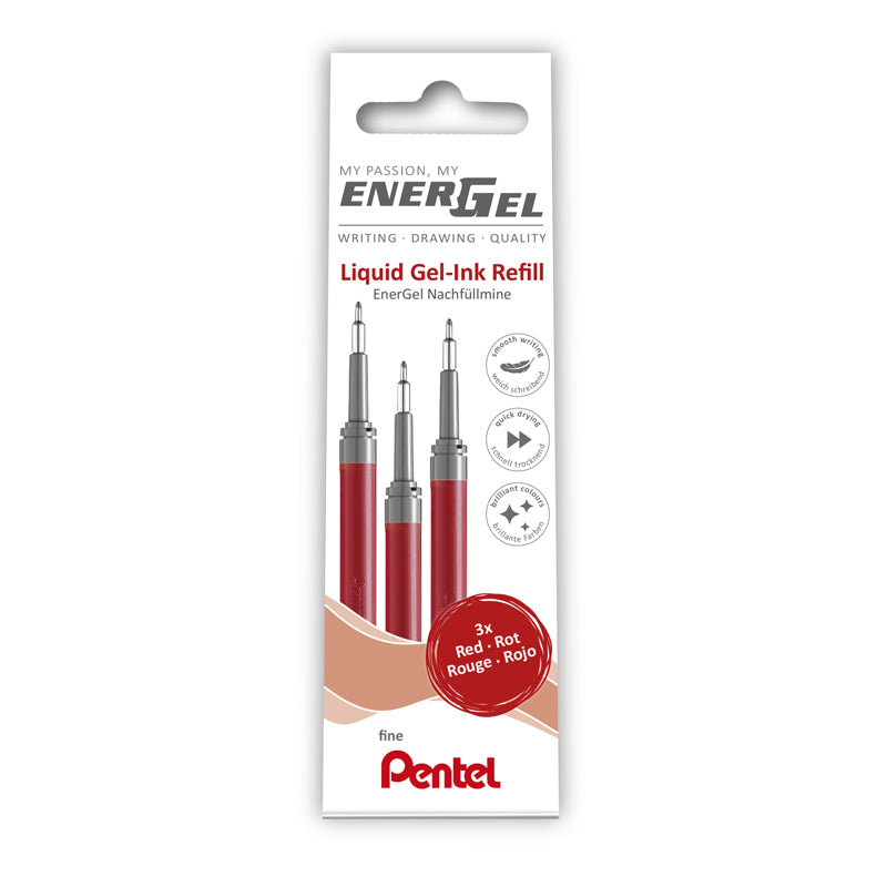 Refill, Pentel EnerGel, LRN5-3B, 0,25MM, rød, 12 Units