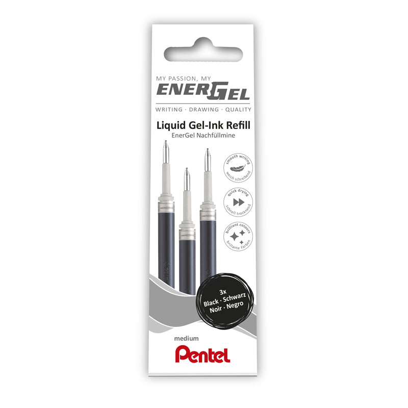 Refill, Pentel EnerGel, LRN7-3A, 0,35MM, sort, 12 Units