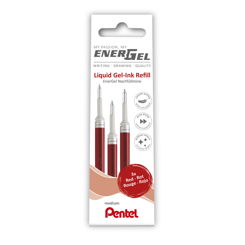Refill, Pentel EnerGel, LRN7-3B, 0,35MM, rød, 12 Units