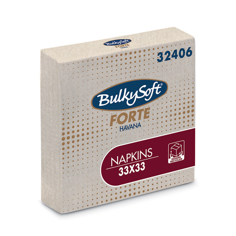 Frokostservietter, BulkySoft, Havana, 1/4-fold, 2 lag, brun, 330mmx330mm, pakke a 100 stk