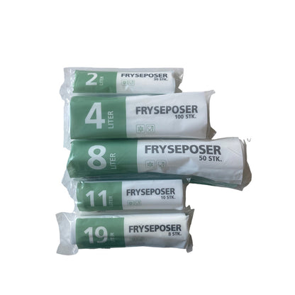 Fryseposer, 32 µm, 250 x 500 mm, LD-PE, transparent, 8 l, rulle a 50 stk, Fødevaregodkendt