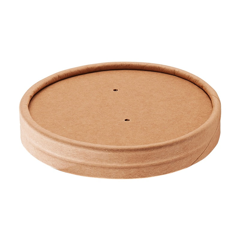 Låg til suppebæger, Rund, indvendig diameter 96.0 mm, udvendig diameter: 96 mm, Kraftpapir, brun, 16 oz, karton a 500 stk, palle 14 kartoner, Fødevaregodkendt