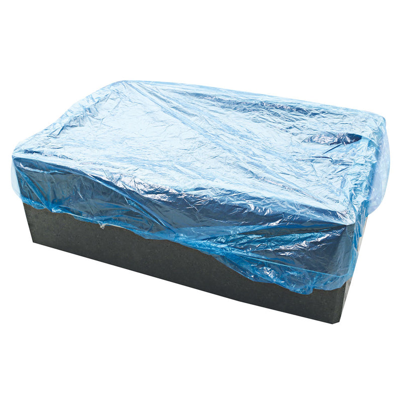 Plasthætte, 20 µm, 1050 x 1250 mm, LD-PE, blå, med elastisk bånd, pakke a 100 stk, Fødevaregodkendt