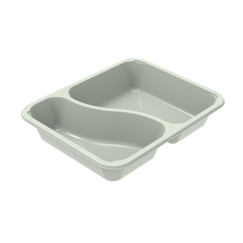 Plastbakke, Færch Evolve, C 2227-2F, 2-rums, 1115 ml, 227x178x43mm, C-PET, grøn, t/ovn & microovn, karton a 360 stk