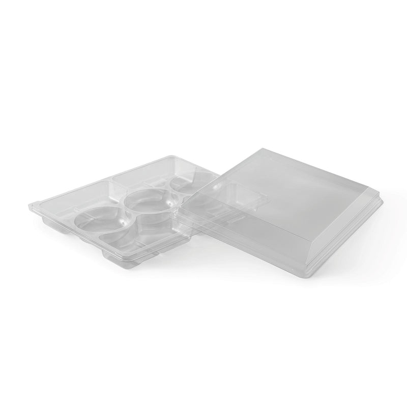 Plastbakke, Plus Pack Zen, 7-rums, Rektangulær, 227x178x45mm, RPET, transparent, Tapas/Sushi, pakke a 60 stk