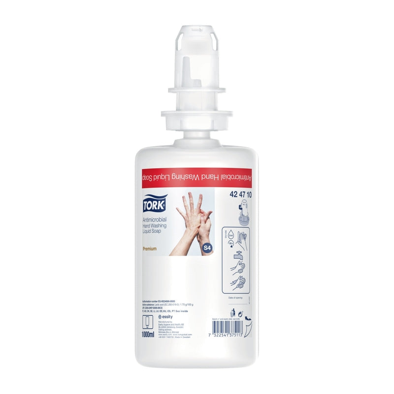 Cremesæbe, Tork, S4, Liquid Neutral Antimicrobial, 1 l, pakke a 6 stk