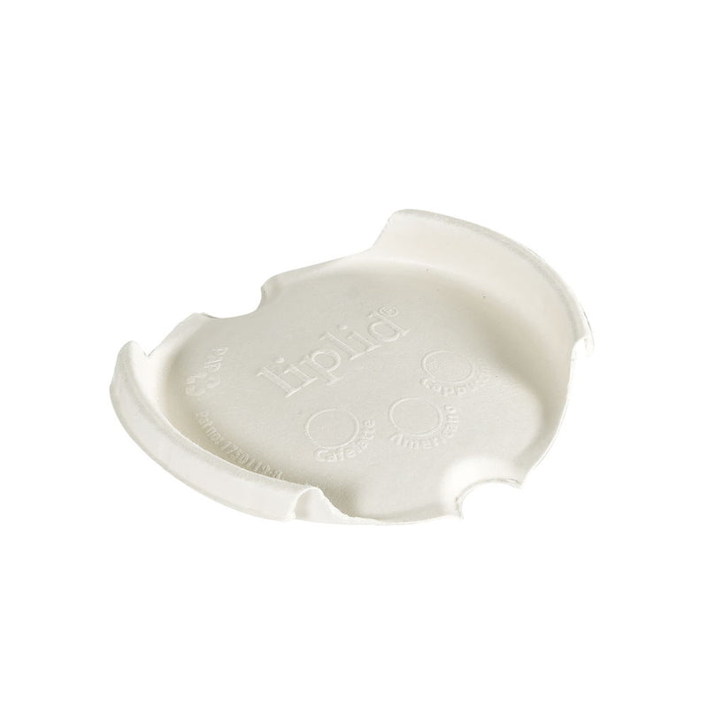 Låg t/kaffebæger, udvendig diameter: 90 mm, Sukkerrør, hvid, LipLid, karton a 1000 stk, For 12/16 oz, Fødevaregodkendt