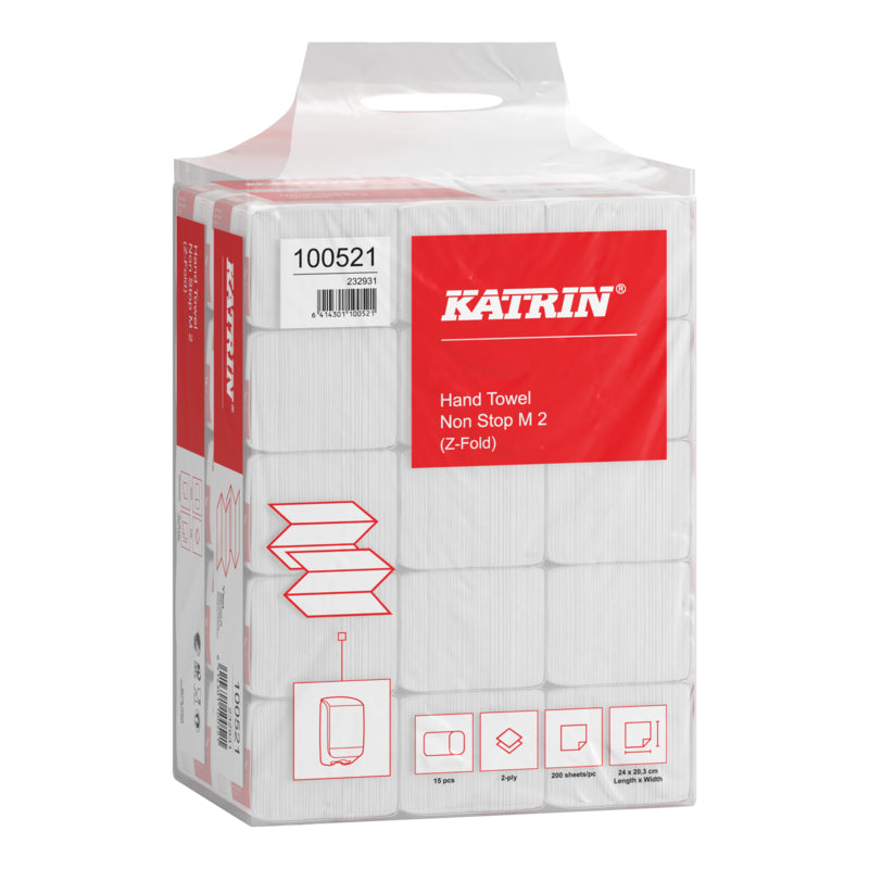 Papirhåndklæder ark, Katrin, Classic, 2 lag, hvid, 203mmx240mm, karton a 3000 stk
