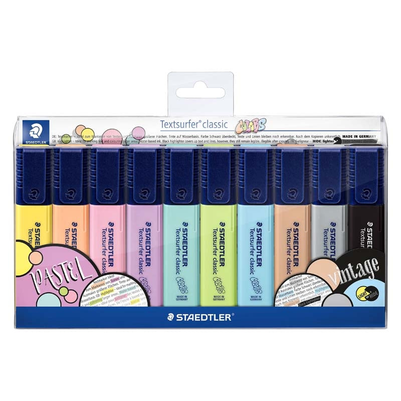Tekstmarker, Staedtler Textsurfer, 364 CWP10, 1-5MM, Skrå spids, assorteret, Sæt med 10 stk