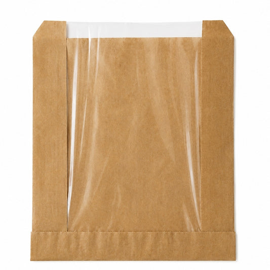 Sandwichpose, 210 x 215 x 215 mm, flat bag, Papir + PE, brun, pakke a 250 stk, Fødevaregodkendt