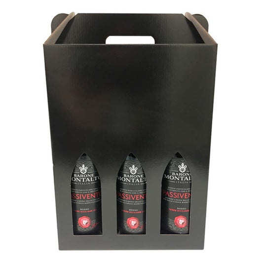 Forsendelseskasse til vinflask, udvendig dim: 340 x 255 x 174 mm, indre dim: 340 x 255 x 174 mm, 1-lags, E-flute, særligt design, brun, Yderkasse til 6 flasker, bundt a 10 stk, palle a 480 stk
