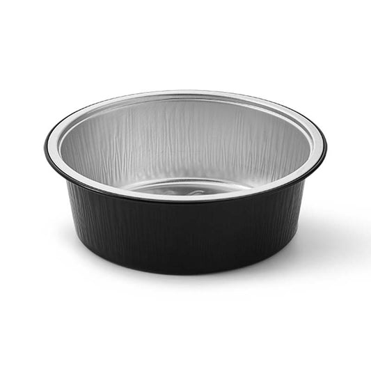 Foliebakke, Plus Pack Ready2Cook, Rund, 440 ml, Ø 133, højde 133, aluminium, black/aluminium, pakke a 110 stk