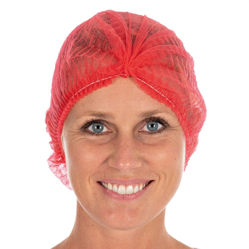 Engangs hårnet, Mop-Cap 55cm, Non-woven, Rød, pakke a 1000 stk