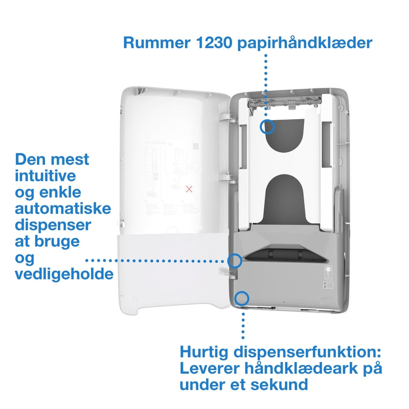 Papirhåndklæde dispenser, Tork, H5, Peakserve Automatic, hvid, 1 stk