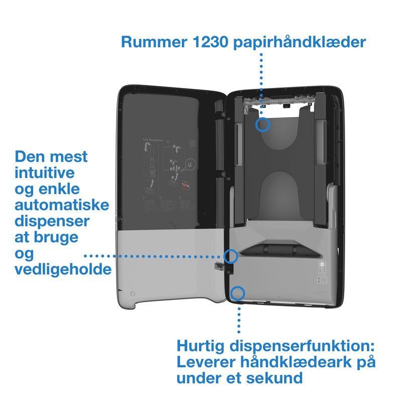 Papirhåndklæde dispenser, Tork, H5, Peakserve Automatic, sort, 1 stk